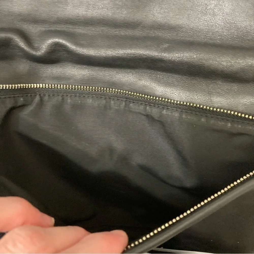 Tory Burch black leather logo convertible clutch bag